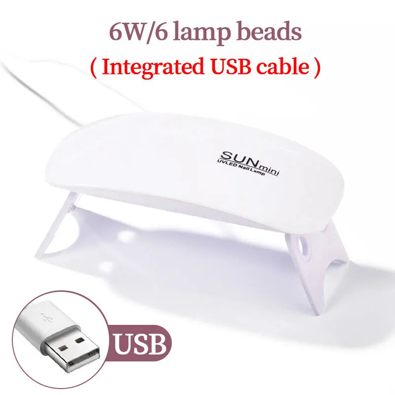YIKOOLIN Mini Mouse Gel Nails 6W Polish Drying Lamp Portable 6 LED UV Manicure Lamp Home USB Nail Phototherapy Machine