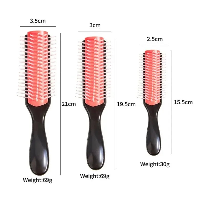 9-Row Denman Detangler Hairbrush for Scalp Massaging Wet Comb Use - Salon Quality Hair Brush for Straight Curly Hair - Unisex