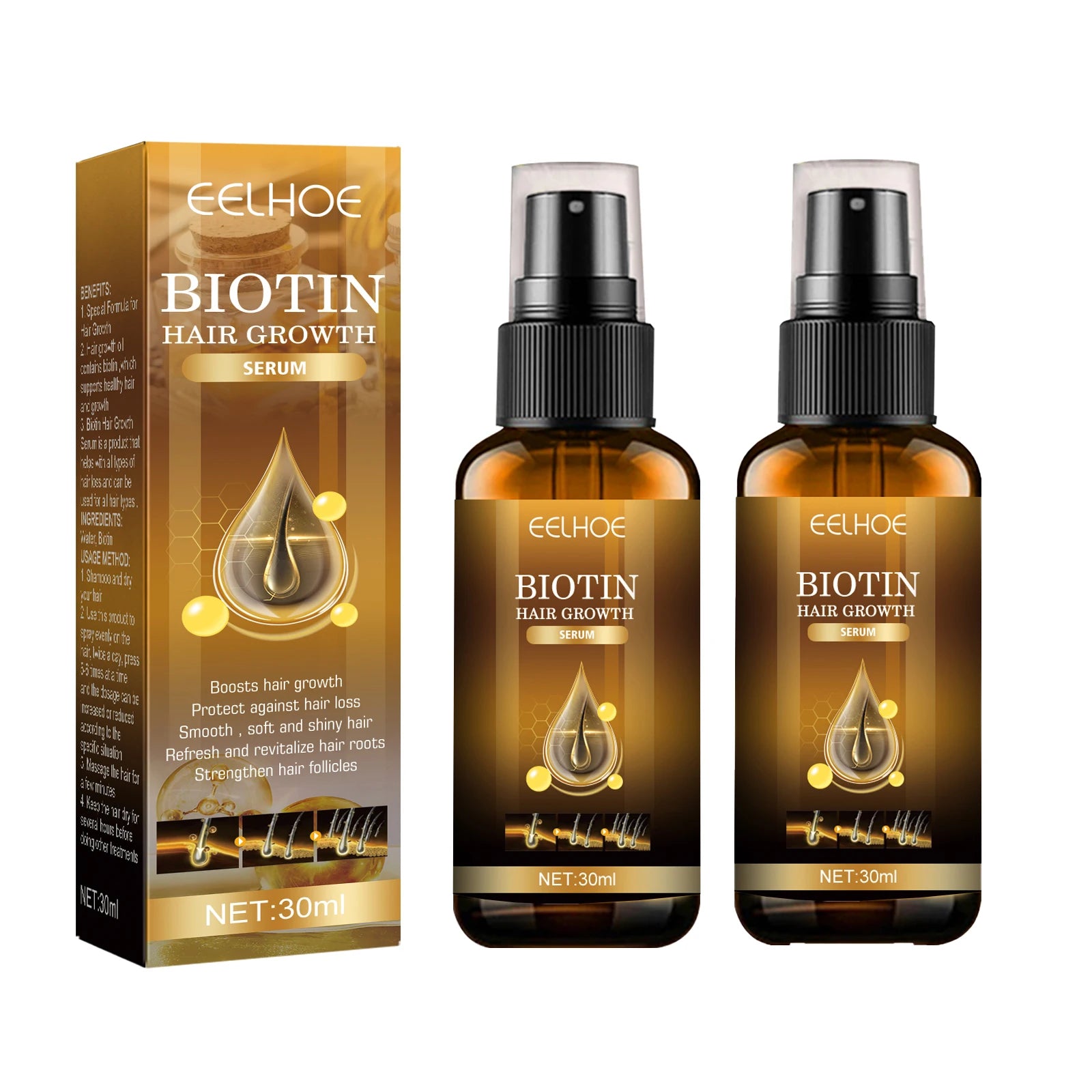 Biotin Hair Care Spray Nourish Scalp Hair Follicle Reduce Hair Loss Stabiliz Hair Root Refresh Oil Control Natural Plant Essence