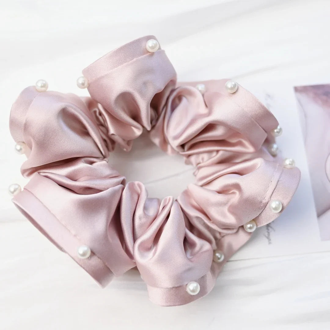 Scrunchies for Hair New Fashion Luxury Satin Silk Hair Loop Bud Shaped HairTies Hair Scrunch for Girls Headwear