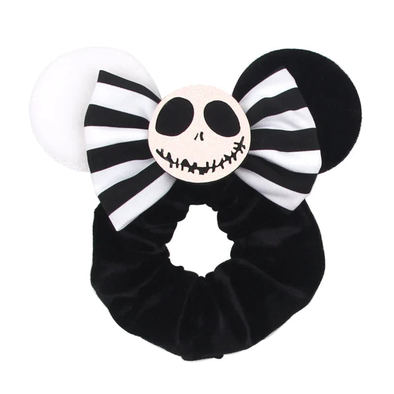 Disney Mouse Ears Velvet Scrunchies Hairband Women Elastic Ponytail Holder Girls Sequin Bow 2023 Kids Party DIY Hair Accessories