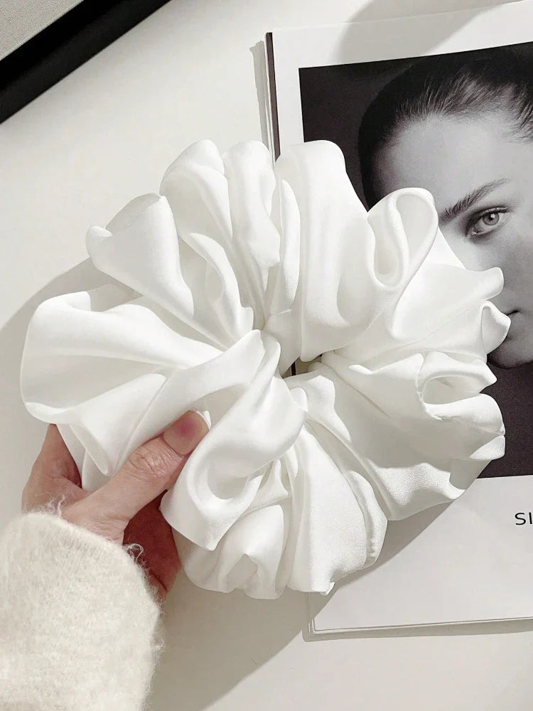 1pc Extra Large Faux Silk Fluffy, High Elasticity, Soft & Silky, Luxury Casual Comfortable Fashion Scrunchie For Women