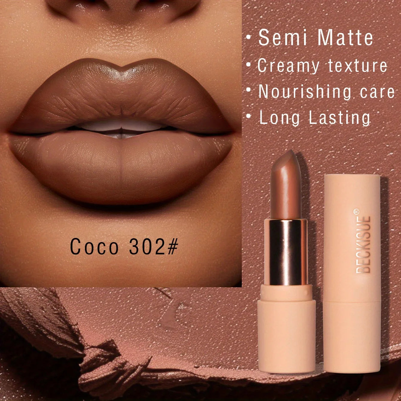 Coffee Velvet Lipstick – Luxurious Deep Shade, Nourishing Matte Finish, Long-Lasting Waterproof Lip Color for All-Day Wear