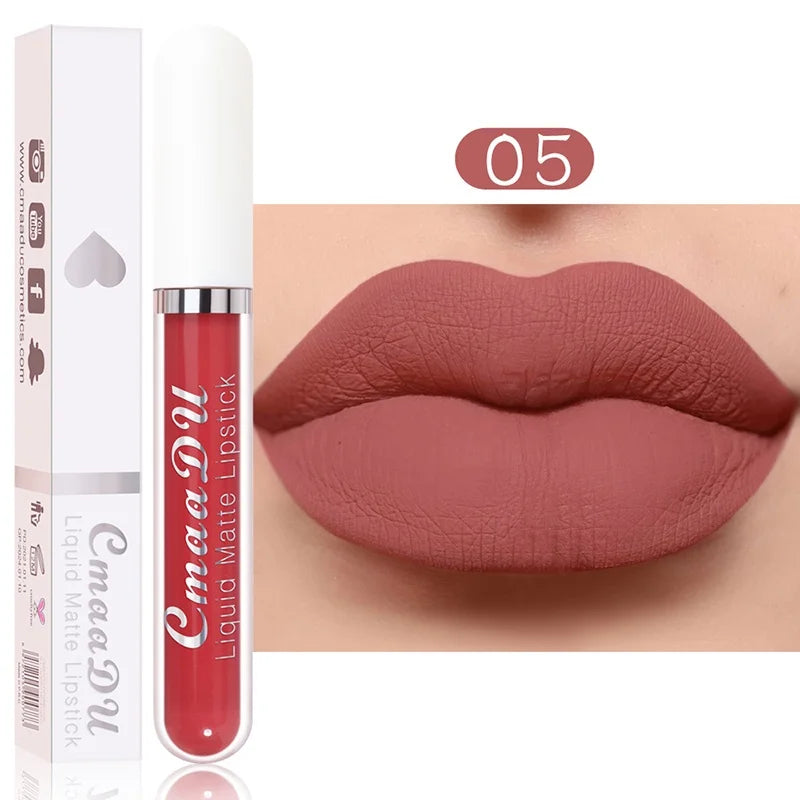 Long-Lasting Velvet Matte Lip Gloss – Liquid Lipstick, Red Lip Makeup for Women, Waterproof, Moisturizing Lip Gloss