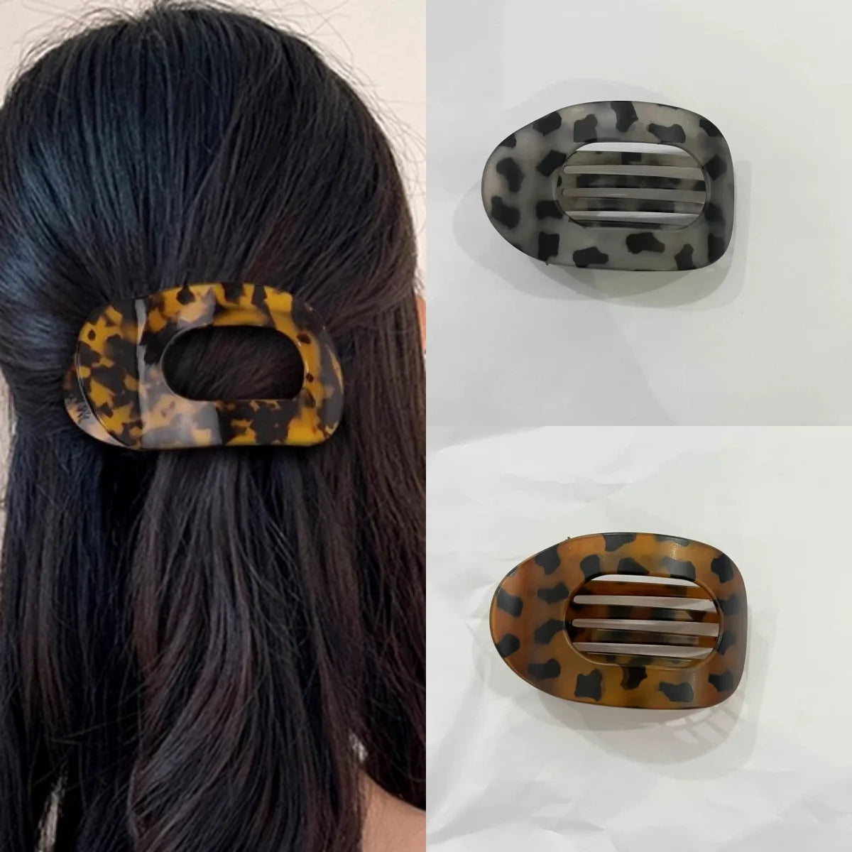 2PCS Flat Elliptical Hair Clips, Duckbill Clips with Strong Grip, Simple Hair Accessories for Updo Hairstyles at the Back of the