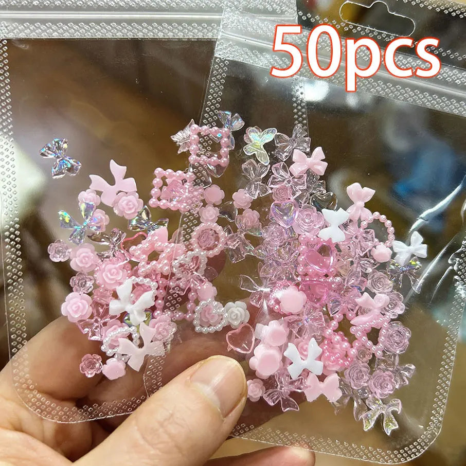 50Pcs Cute Insect Ladybug Nail Charms 3D Resin Ladybugs Nail Art Rhinestones 8*10mm Summer Manicure Decoration Ladybug DIY FT5*