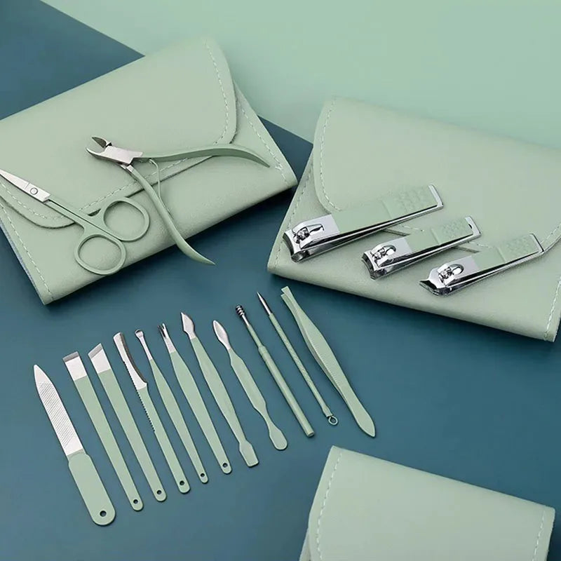 16-Piece Professional Nail Clipper Set, Stainless Steel Fingernail and Toenail Tools, Unisex Nail Care Kit