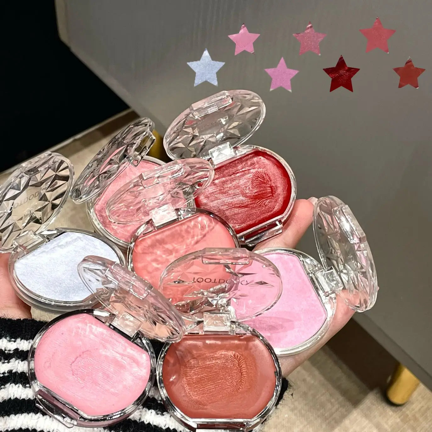 Peach Pink Dyeing Face Blush Cream Pearl Matte Blusher Plate Facial Highlighter Beauty Makeup Brightening Easy Color Rouge Cheek