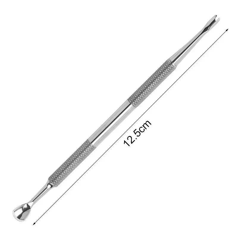 1Pcs Double-Head Angled Hoof Cuticle Pusher Stainless Steel Bevel Nail Art Pusher Manicure Orange Sticks for Nail Salon Tools
