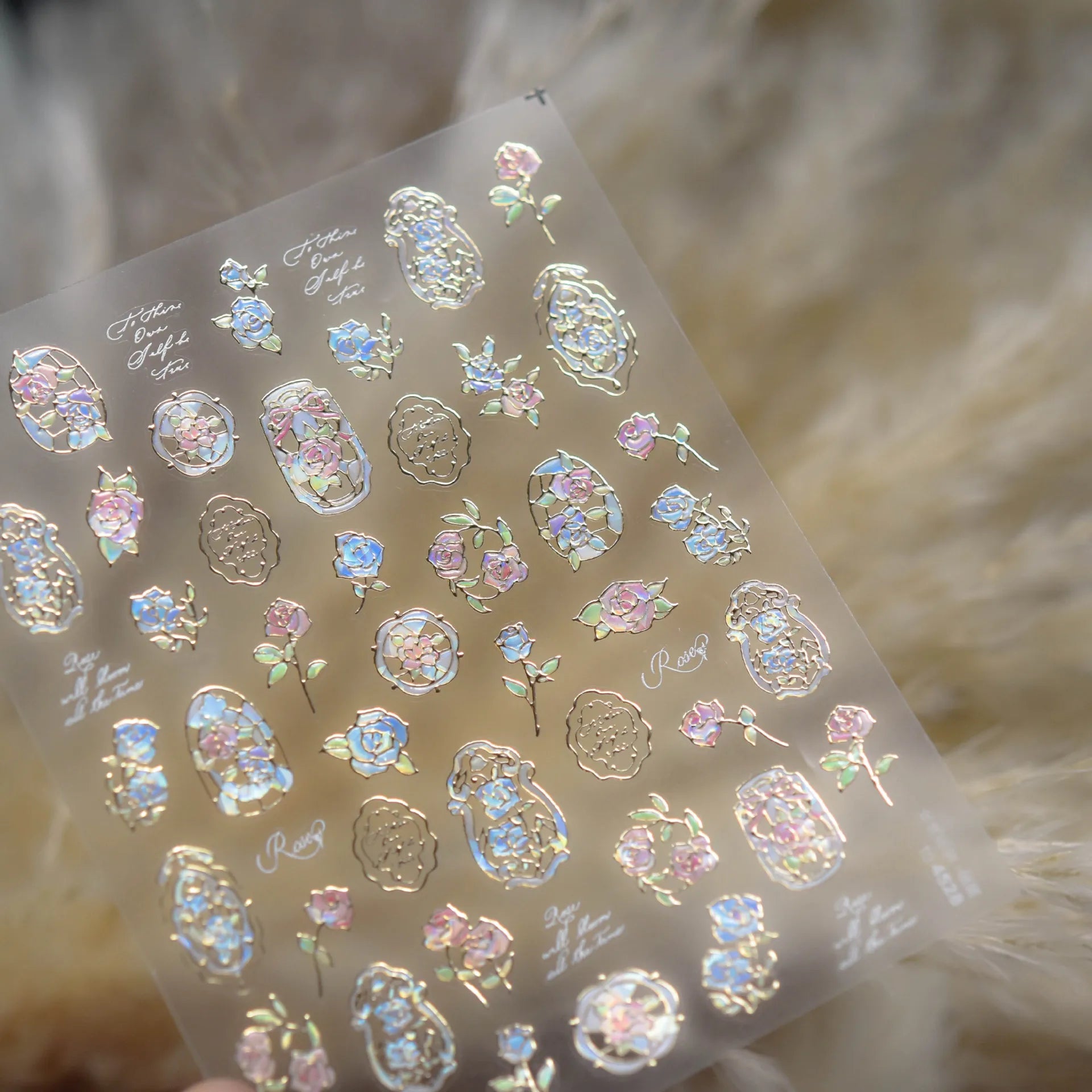 1pcs Dream Flower Window Shell Light Nail Art Stickers Japanese Flower Self Adhesive Stickers Press On Nails Decoration Decals