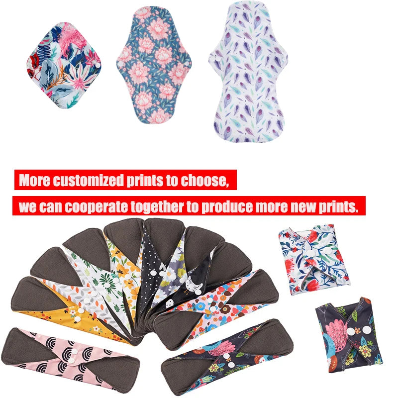 S+M+XL Reusable Menstrual Pads Bamboo-Charcoal Absorbency Panty Liner Women Period Panties Cloth Pad Washable Sanitary Napkins