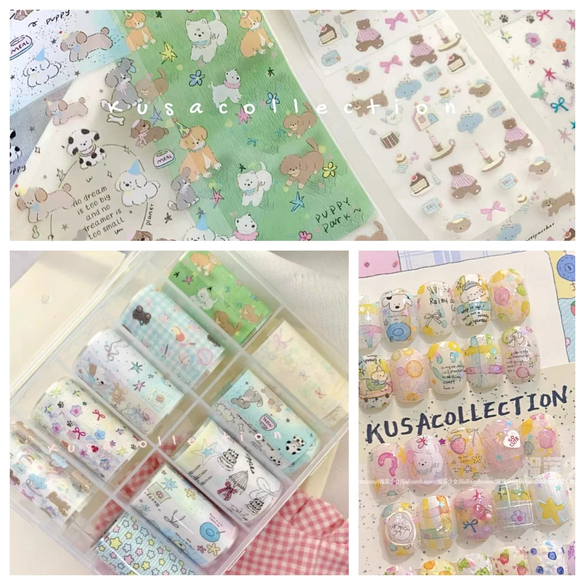 10Rolls Plaid Thousand-Bird Bow Stars Nail Foils Transfer Paper Nail Art Stickers Manicure Set Decal Nails Decoration