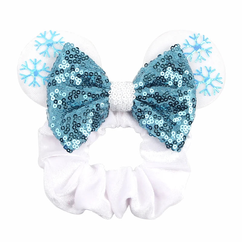Women Ears Hair Scrunchies Velvet Hairbands For Girls Sequins Bows Headband Women Trip DIY Accessories Mouse Party Decor