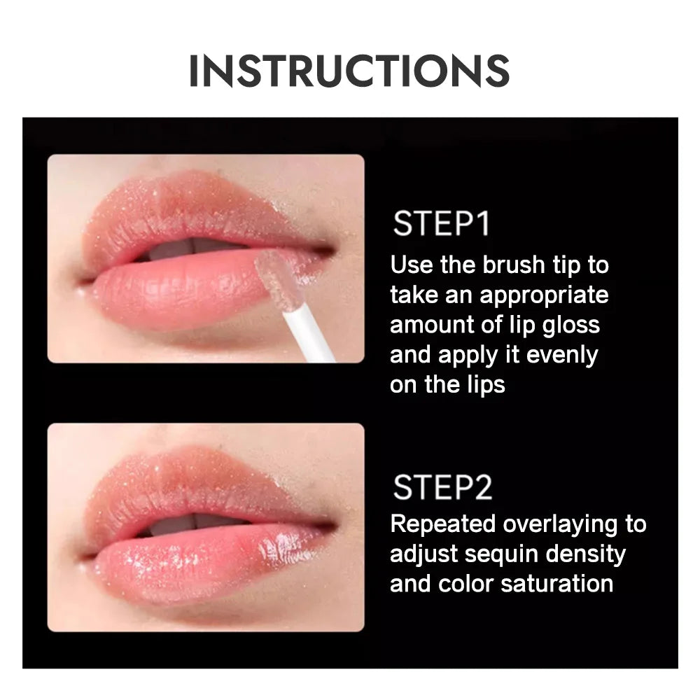 Sparkling Lip Gloss, Fine Shimmer Water-glossy Pouty Lips Moisturizing Lipstick