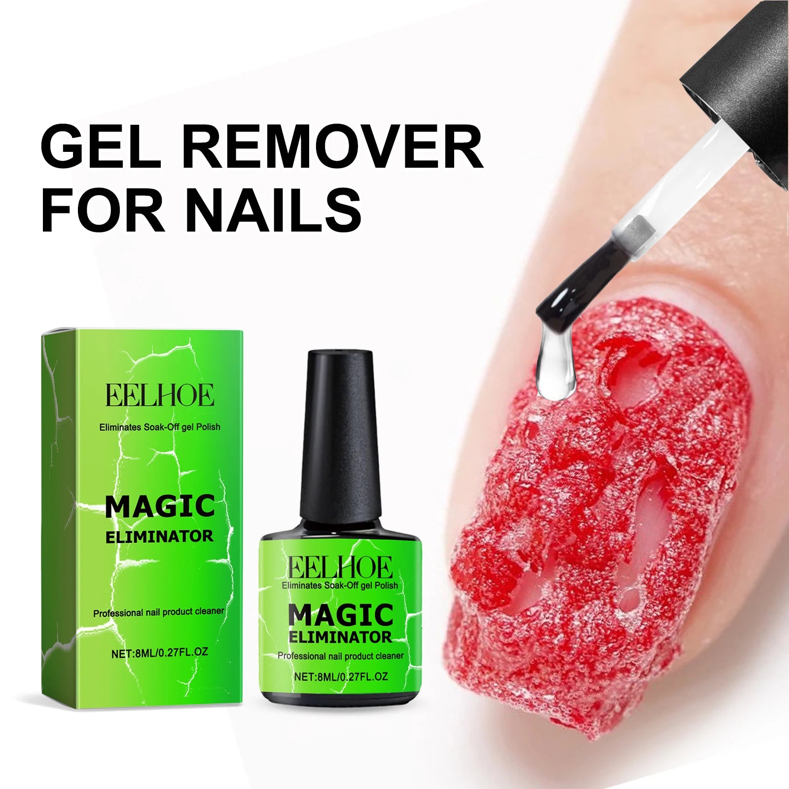 Gentle Nail Gel Remover Soak Off Solution for Acrylic Builder Gel Easy Removal Without Damaging Nails No Residue Fast Acting 8ml