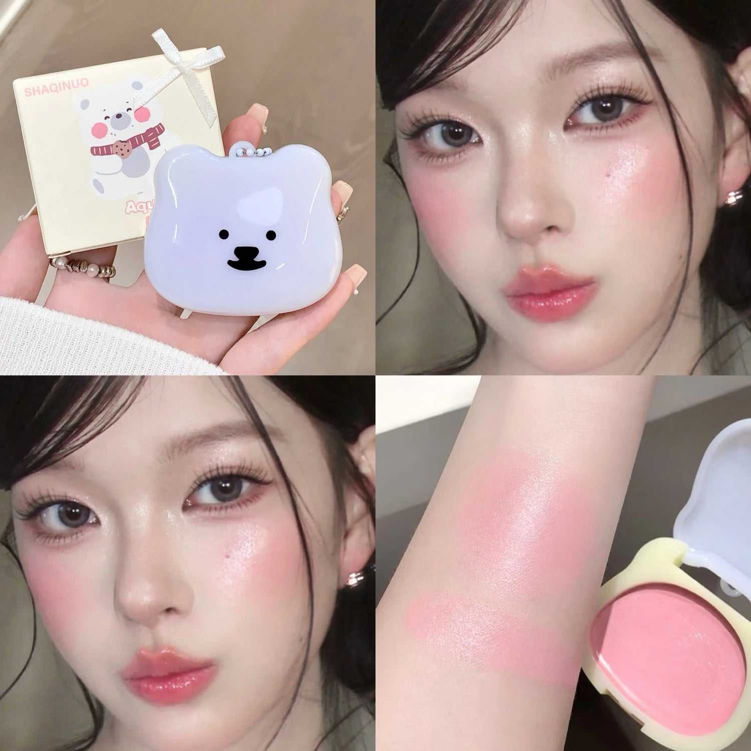 Watery Blush Cream SHAQINUO Moisturizing Jelly Glow Blush, Rouge Korean Makeup, Cream Texture, Low Saturation Brightening