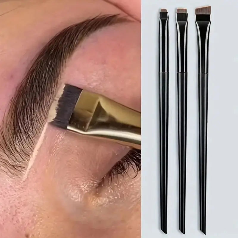 3-Piece Eyeliner & Eyebrow Brushes Set - Ultra-Fine & Flat Tips for Precise Control, High-Quality Precision Makeup Application