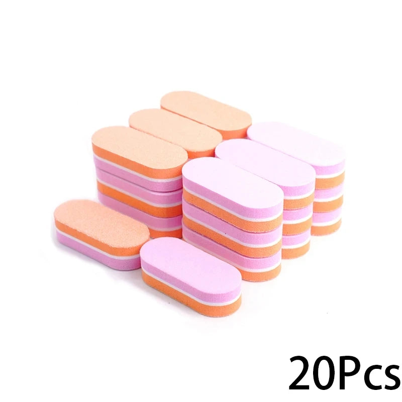 10/20/40Pcs Mini Nails Sponge File Buffer Block Double Color Buffing Sanding File Pedicure Manicure Tool Gel Suplies Accessories