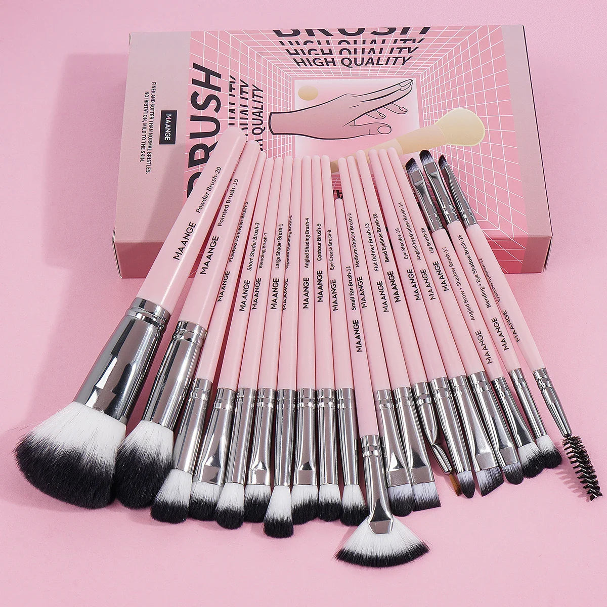 Maange 20Pcs Makeup Brushes with Box Professional Cosmetic Powder Eye Shadow Foundation Blush Blending Beauty Tool For Women