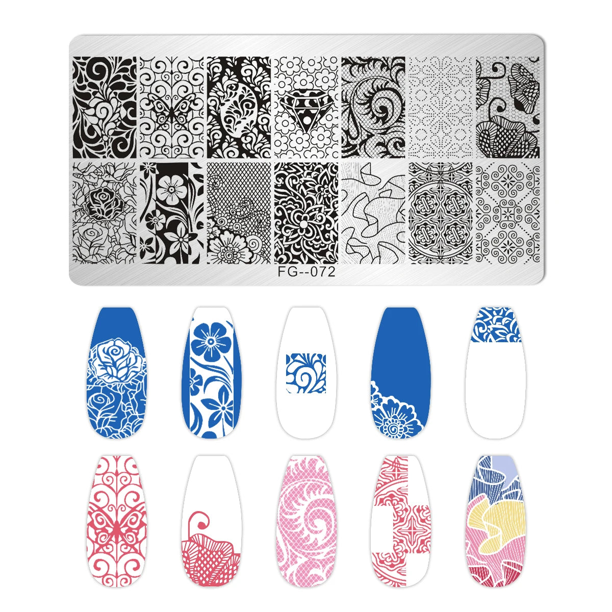 Cartoon Bear Nail Stamping Plates Fruit ice cream cake Floral Flower Leaf Printing Stencil Nail Stamp Templates Nail Art Tools