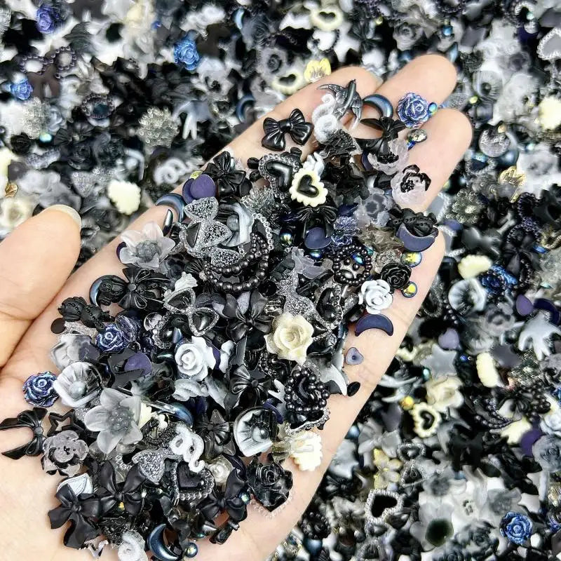 100Pcs Mixed Cute Cartoon Nail Charms 3D Resin Flower Bow Fruit Nail Art Decorations Manicure DIY Phone Case Accessories