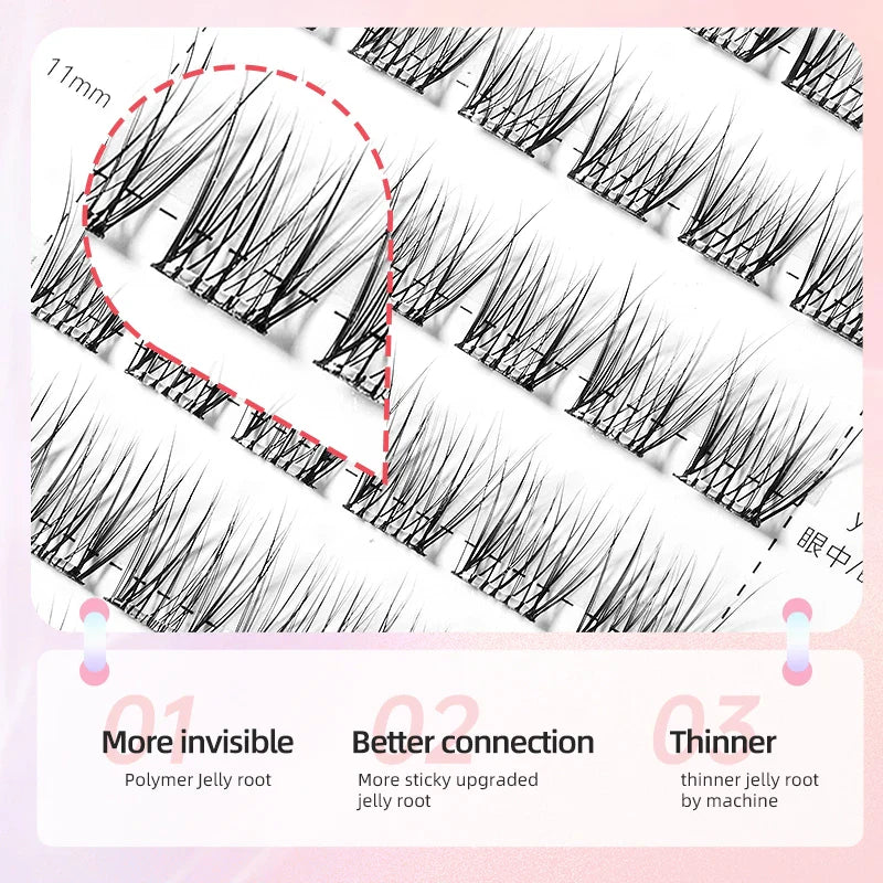 Yelix Self-adhesive Glue Free False Eyelashes Reusable DIY Segmented DIY Lashes Clusters No Glue Needed Natural Soft Lashes