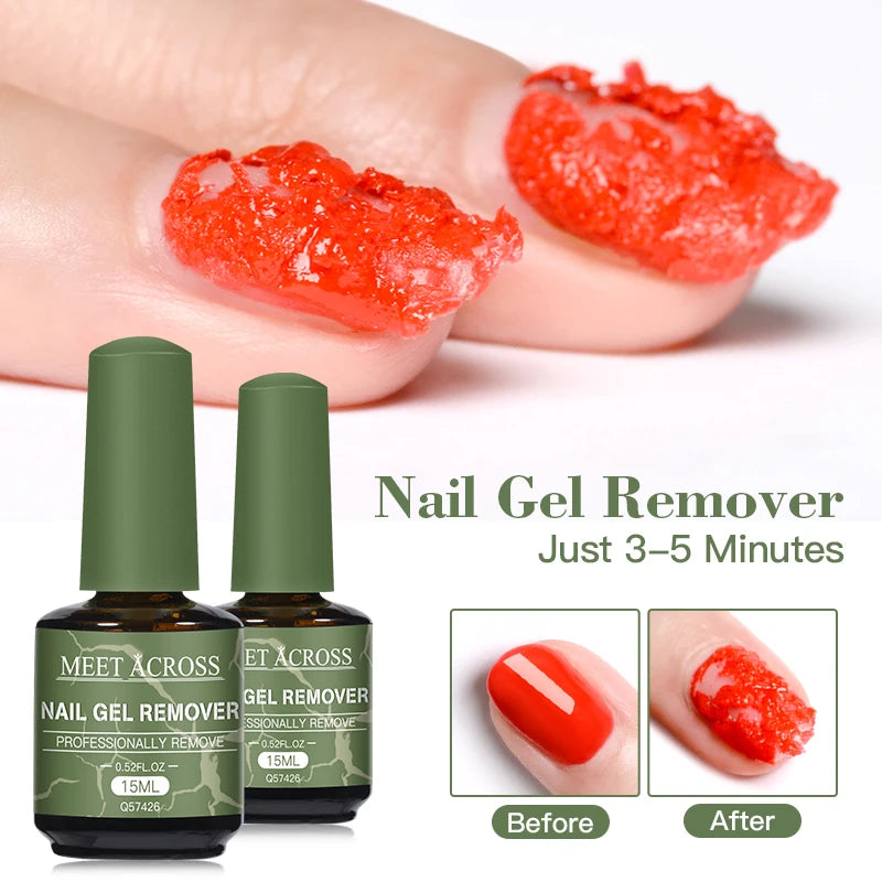 MEET ACROSS 15ml Magic Nail Gel Remover Just 3-5 Minutes Easy to Remover Function Nail Gel Polish Cleaner Nail Art Manicure