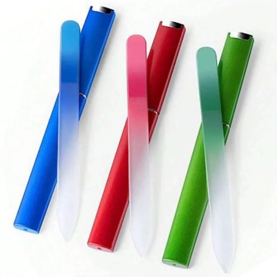 1/3 Pack Crystal Glass Fingernail File for Natural Nail Professional Glass Nail File Double-Sided Gentle Nail Care