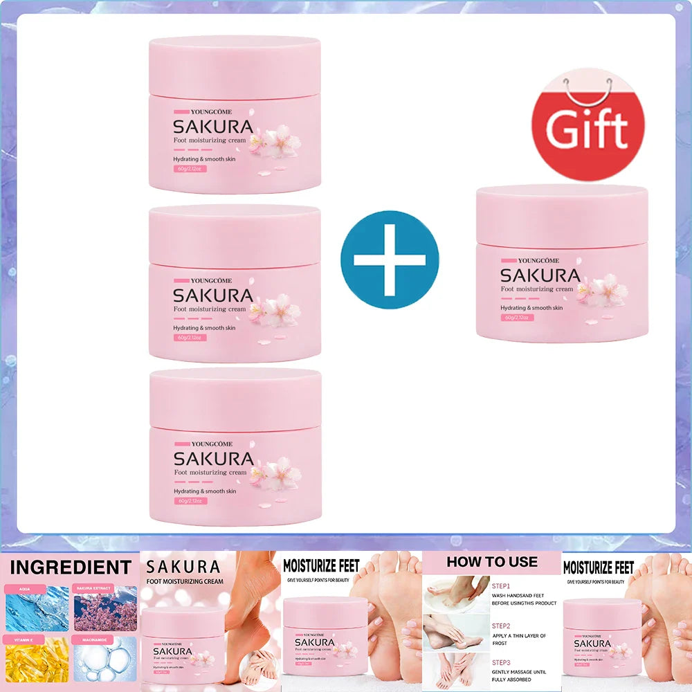 Sakura Foot Moisturizing Cream - Intensive Cracked Heel Repair, Urea 40% & Shea Butter, Overnight Renewal, For Dry Rough Feet