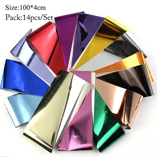 10pcs Holographic Nail Foil Slider Mix Flower Designs Set Transfer Nails Stickers Floral Prints Manicure Decal Art Decoration