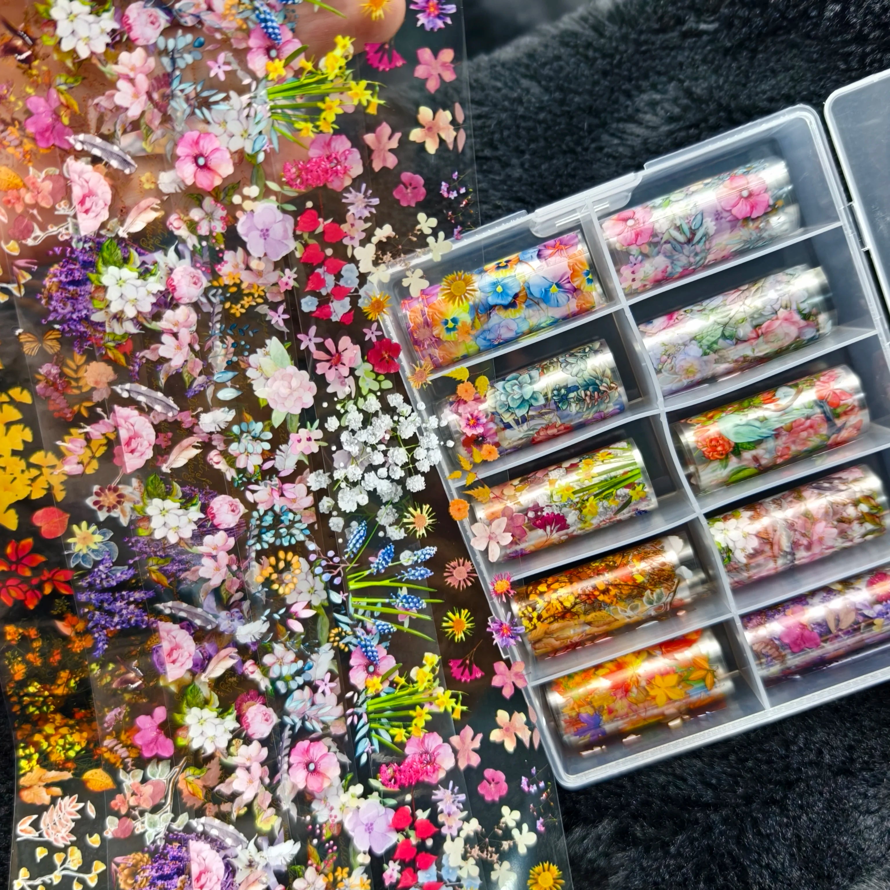 10Rolls Halloween Flower Plaid Angel Marble Bow Nail Foils Transfer Paper Nail Art Stickers Decal Nails Decoration
