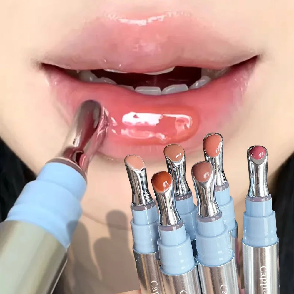 Metal Head Ice Diamond Essence Lip Tint Mirror Water Light Glass Lip Gloss Reduce Lip Wrinkles Moisturizer Lips Pluming Care