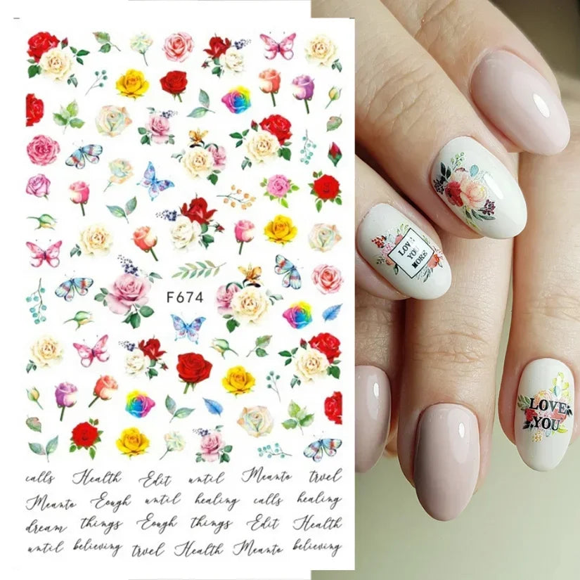 1pcs Sakura Flower 3D Nail Stickers White Cherry Blossom Nail Art Decals Spring Summer Adhesive Slider Decor Wedding Manicure