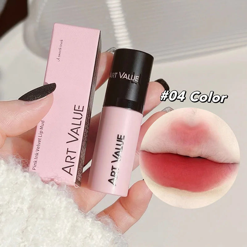 ART VALUE Matte Liquid Lipstick Long-lasting Waterproof Silky Smooth Pink Mist Velvet Lip Glaze Lightweight Makeup Lip Mud Tint