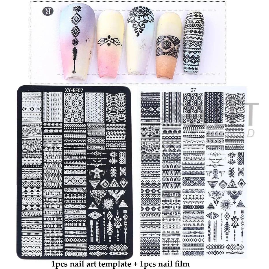 Lace Flower 3D Nail Art Stamping Plate Bow Heart Line Butterfly Printing Template Plate Floral Nail Art Stencils Manicure Tools