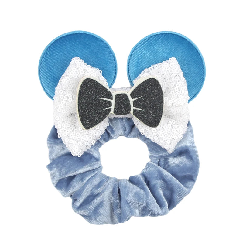 Women Ears Hair Scrunchies Velvet Hairbands For Girls Sequins Bows Headband Women Trip DIY Accessories Mouse Party Decor