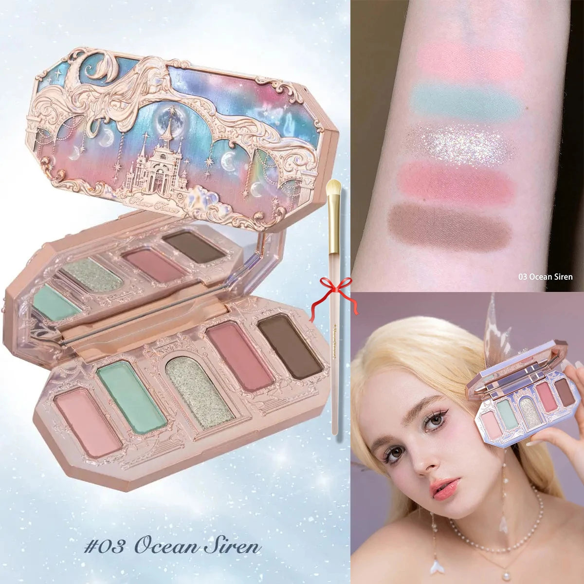 Flower Knows Swan Ballet 6 Color Eyeshadow Palette Matte Shimmer Pearl Glitter Waterproof Highly Pigmented Long Lasting Makeup