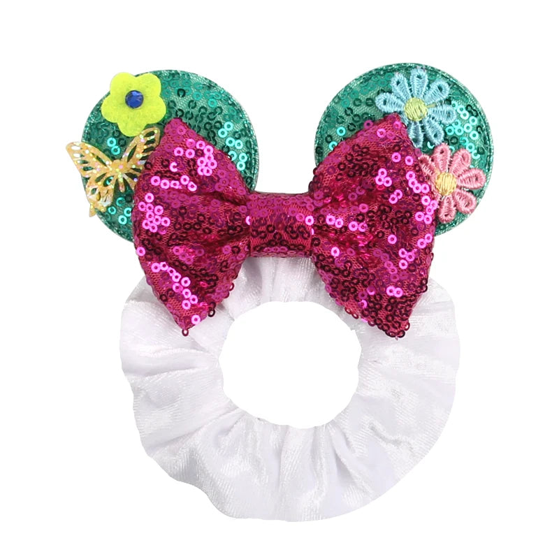 Women Ears Hair Scrunchies Velvet Hairbands For Girls Sequins Bows Headband Women Trip DIY Accessories Mouse Party Decor