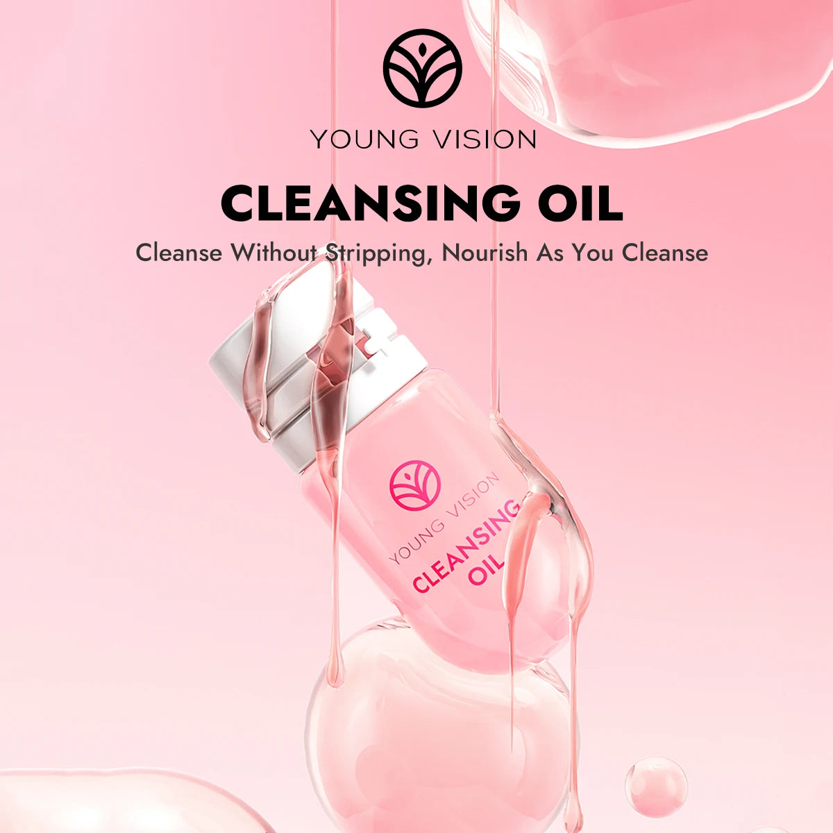 YOUNG VISION 5pcs/10pcs Cleansing oil Rose Flower Makeup Remover Oil Mild Non-irritating Pore Cleansing Makeup Remover Set