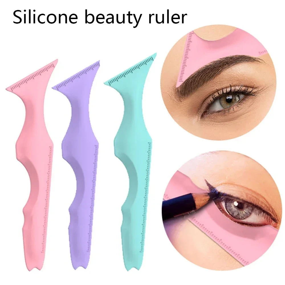 CNK 5 in 1 Silicone Beauty Ruler Reusable Eyeliner Stencils Winged Tip Eyeliner Aid Eyebrow Stencil Multi-Purpose Makeup Tool