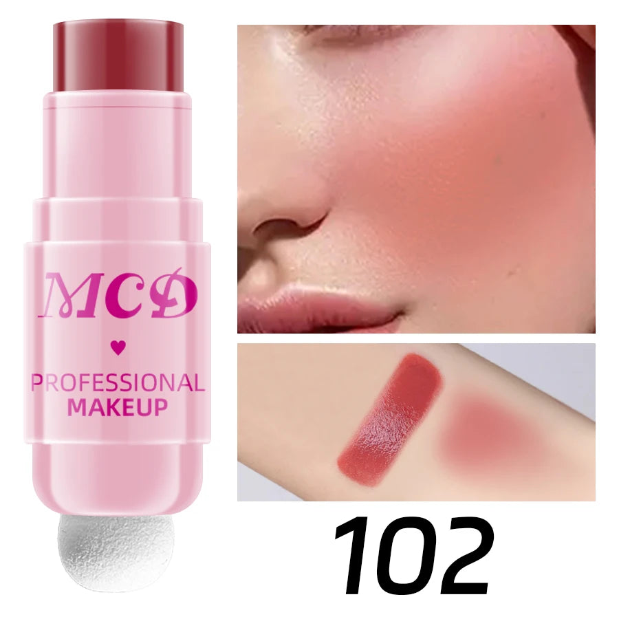 6Colors Makeup Blush Stick Lip Tinted Cooling Water Jelly Tint Jelly Blush Stick Bronzer Cheek and Nose Grooming Matte Blush