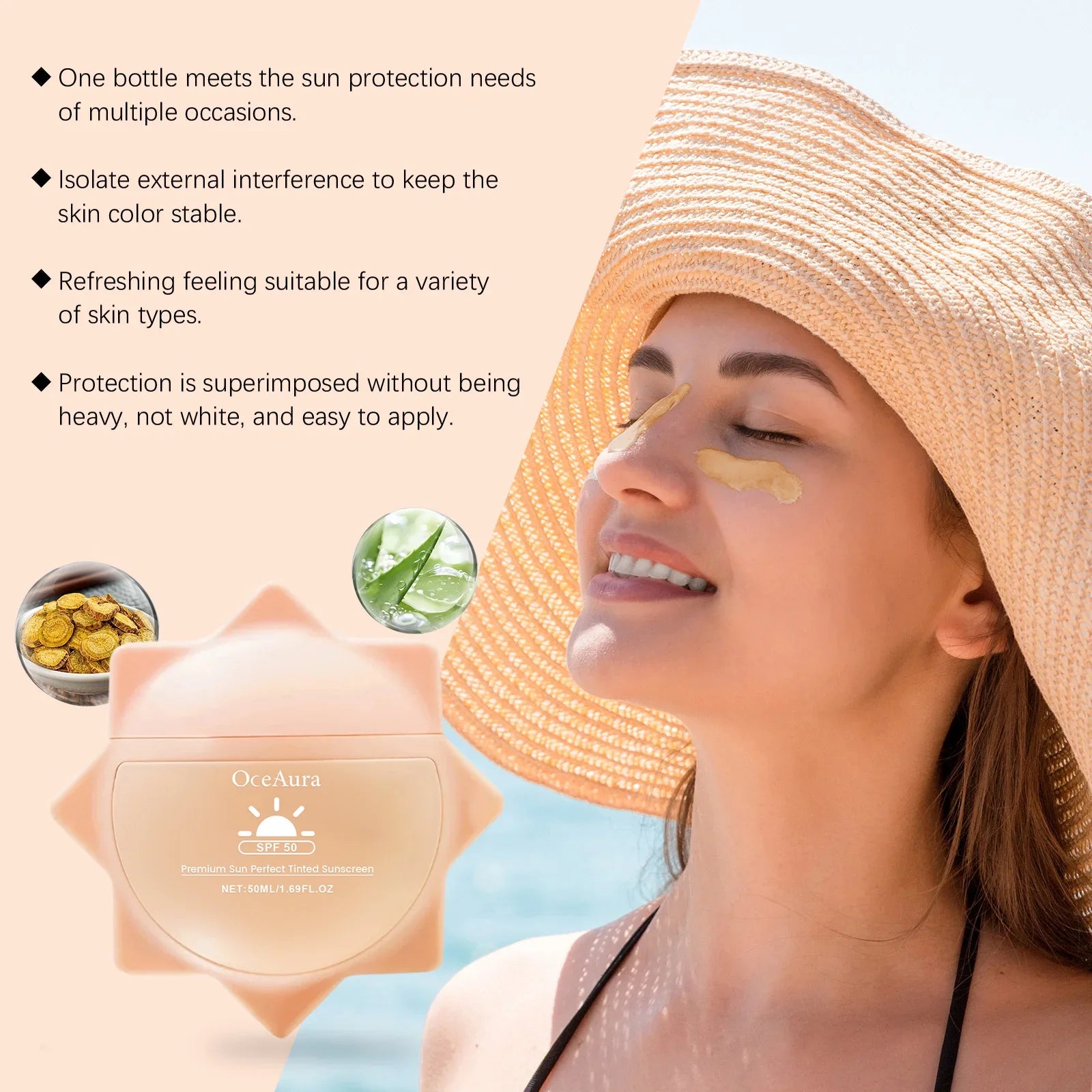 Sunscreen For Face Whole Body SPF 50+ UV Resistant Skin Protection Anti Sunburn Oil Control Moisturizing Sun Isolation Cream
