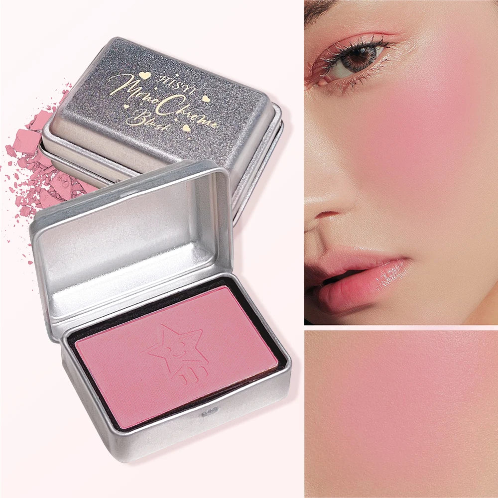 HISYI Matte Blush Palette - A blush palette with waterproof and long-lasting matte effect, medium coverage, and comes with a por