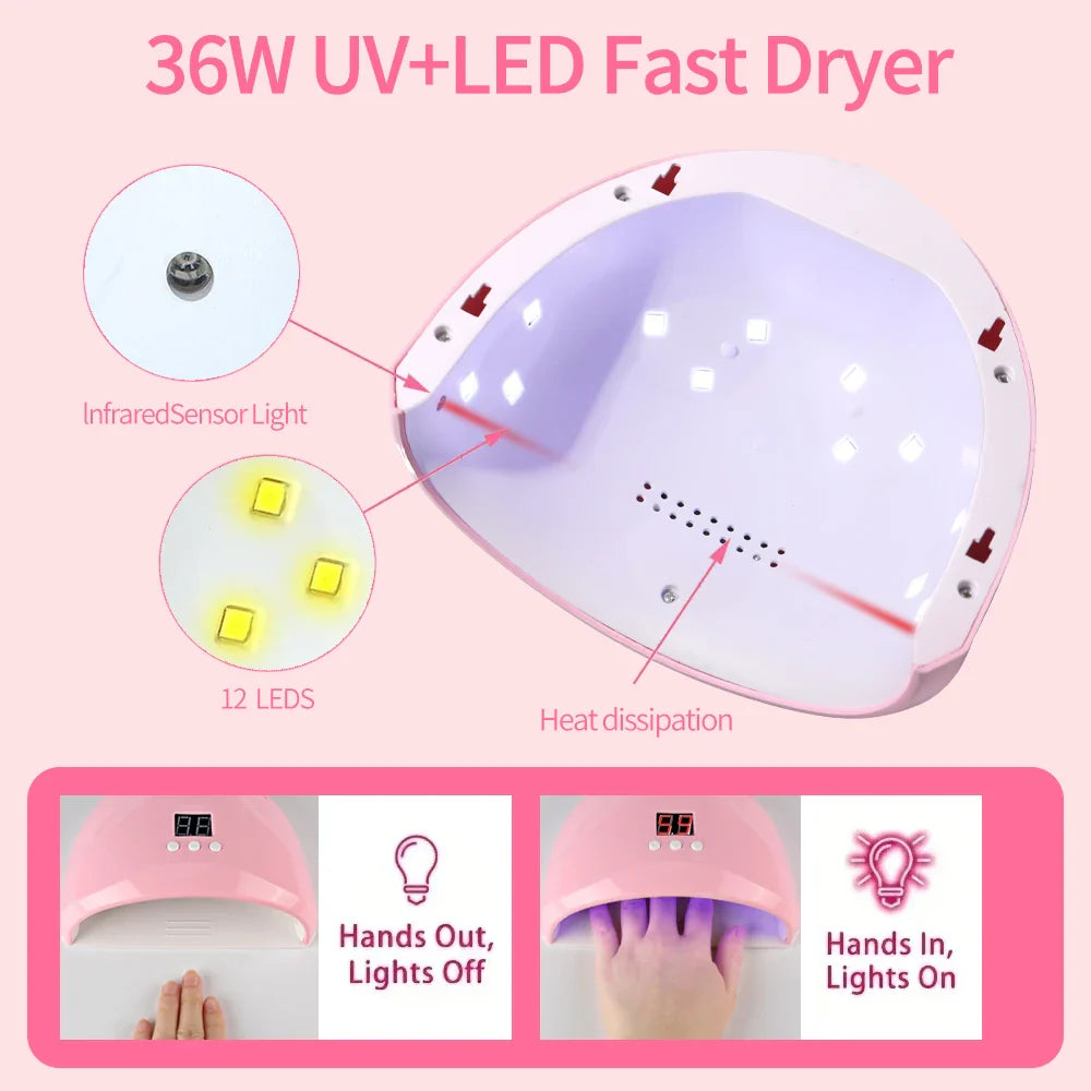 LULAA LED Light Nail Lamp Portable Gel Polish Drying Lamps UV Curing Flashlight Machine Pin Cure for Professional Nails Dryer