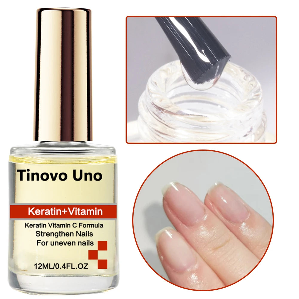 Tinovo Uno Hard Nail Serum Cuticle Oil Nail Polish Cares for Weak Brittle Cracked Nails Keratin Nail Hardener Strengthener Oil