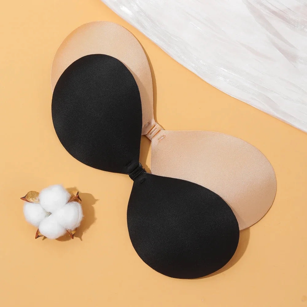 Sexy Women Invisible Push Up Bra Self-Adhesive Silicone Bust Front Closure Sticky Bra Skin Backless Strapless Bra