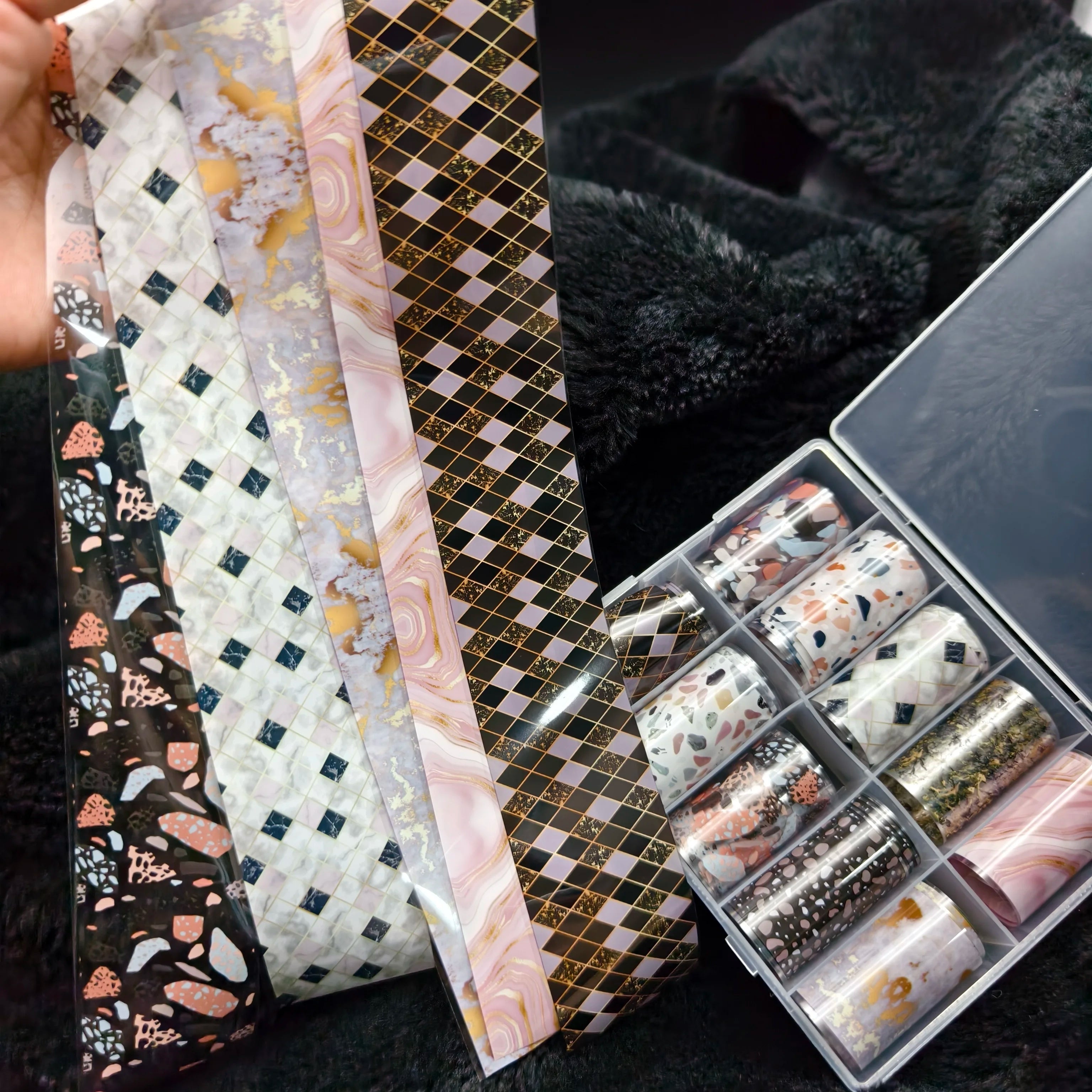 10Rolls Halloween Flower Plaid Angel Marble Bow Nail Foils Transfer Paper Nail Art Stickers Decal Nails Decoration