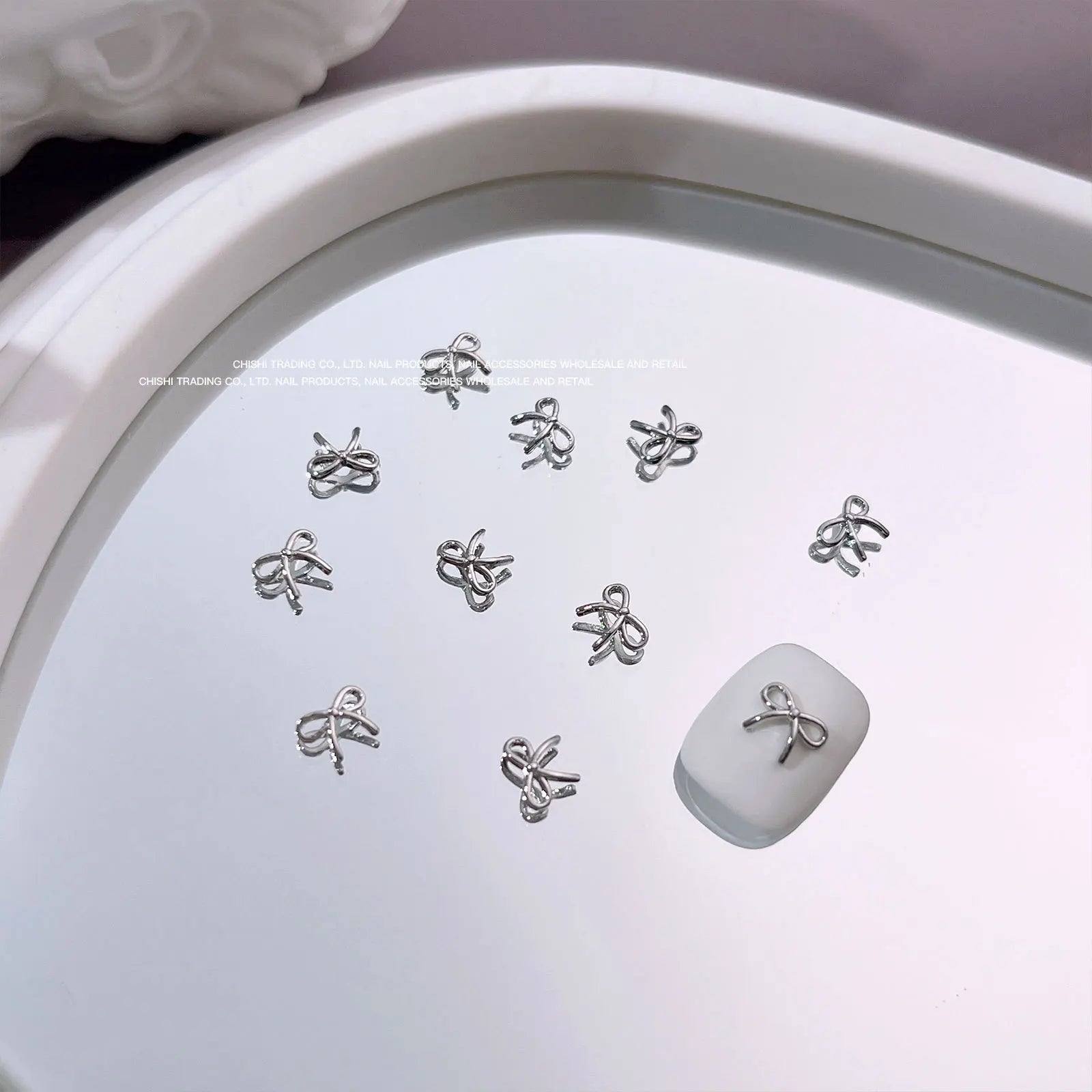 10Pcs Mini Hollow Butterfly Knotbow Nail Art Charms 3D Metal Silver/Gold Alloy Nail Art Decoration DIY Nail Accessories