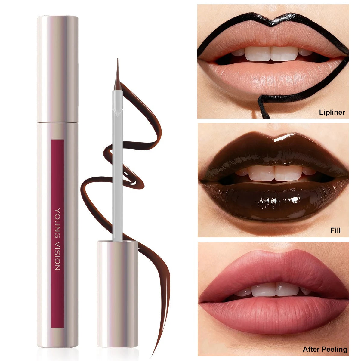 Waterproof Lip Liner Peel Off Tattoo Lipgloss Waterproof Long Lasting Matte Lip Tint Brown Contour Tear-off Lips Stain Cosmetics
