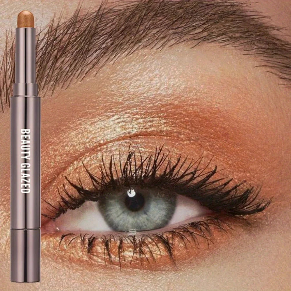 BEAUTY GLAZED 10 Colors Eyeshadow Stick Long-lasting Waterproof Eyeshadow Pen with Double Head Brush Matte and Shimmer Shade